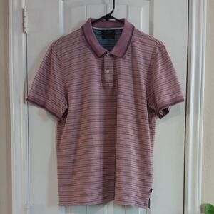 Ted Baker London Polo Shirt - Mauve and Plum Stripes